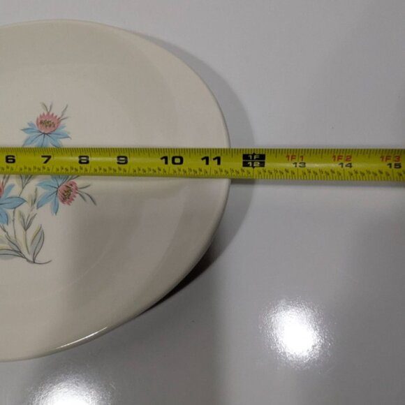 Steubenville Fairlane Oval Dinner Plate Pink Blue Floral Design Vintage Pottery - Picture 9 of 11